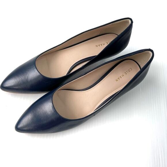 Cole Haan Quincy navy kitten heel pointy toe pumps size 8.5 EUC - Picture 3 of 16